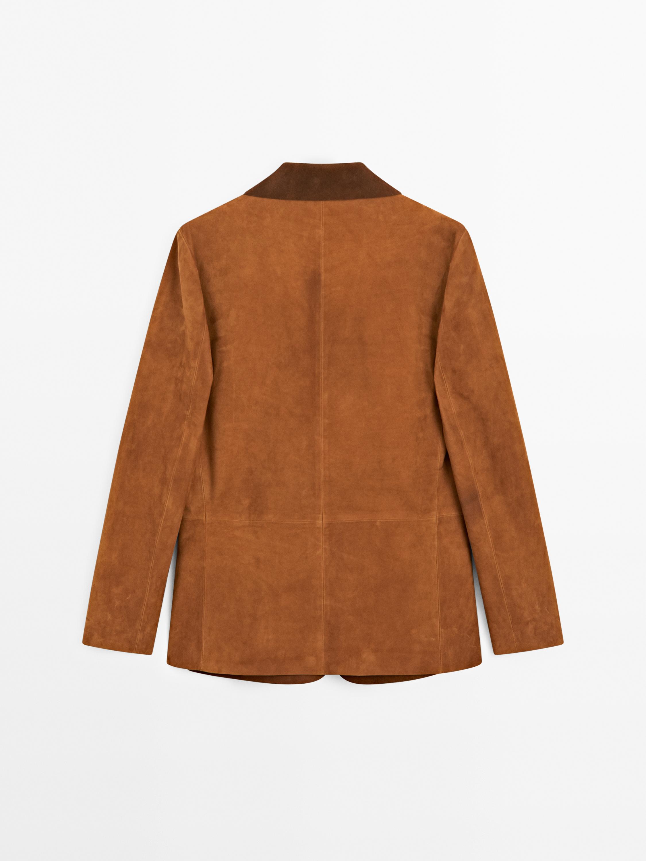 Blazer fluide en cuir finition daim